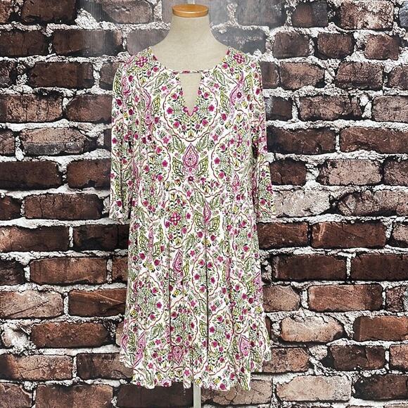 Torrid Dress Floral Keyhole Flowy White Pink Size 1X - Picture 4 of 15